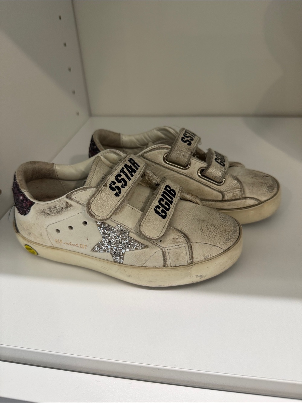 Golden Goose Kids White Glitter Star Velcro Sneakers